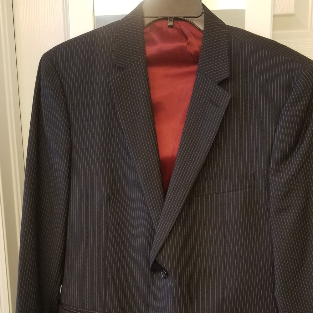 Mens IZOD 44R sportcoat pinstripe black white